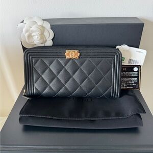 Chanel Black Zip Long Wallet